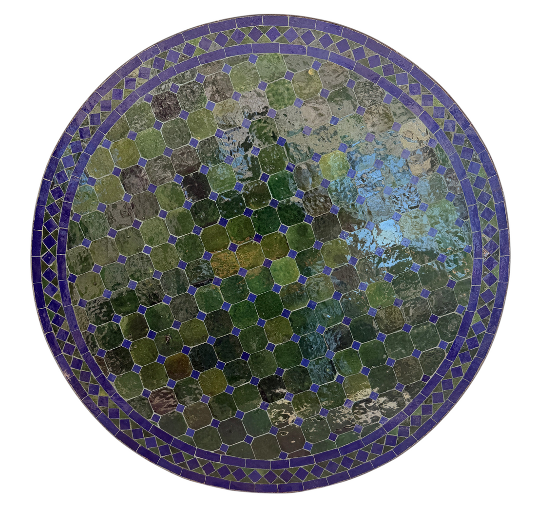 36" Multi Evergreen Zellige Mosaic Table Top