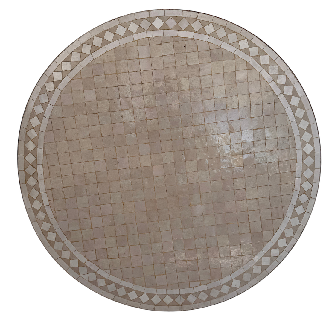 36" Beige Zellige Mosaic Table Top