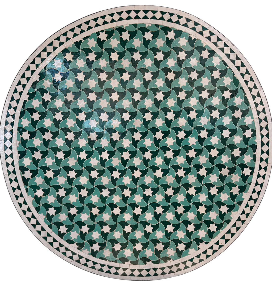 48" Multi Evergreen Zellige Mosaic Table Top