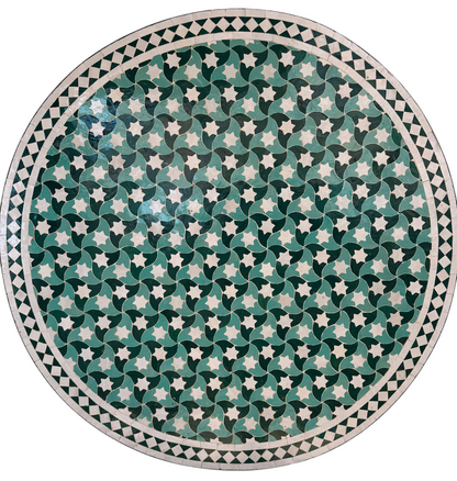 48" Multi Evergreen Zellige Mosaic Table Top