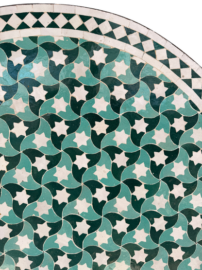 48" Multi Evergreen Zellige Mosaic Table Top