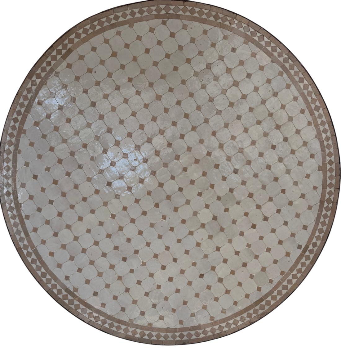 48" Multi Ecru Zellige Mosaic Table Top