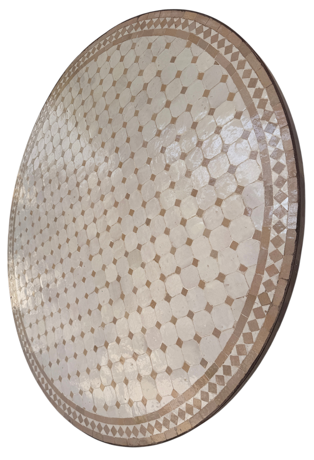 48" Multi Ecru Zellige Mosaic Table Top