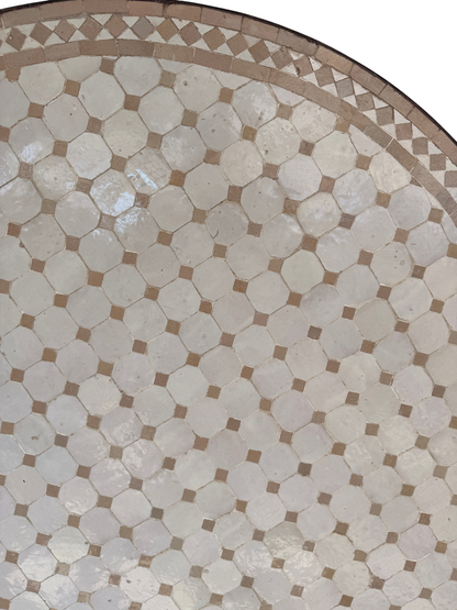 48" Multi Ecru Zellige Mosaic Table Top