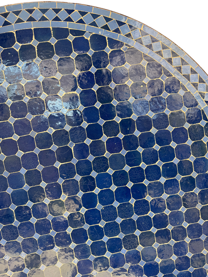 48" Navy Zellige Mosaic Table Top