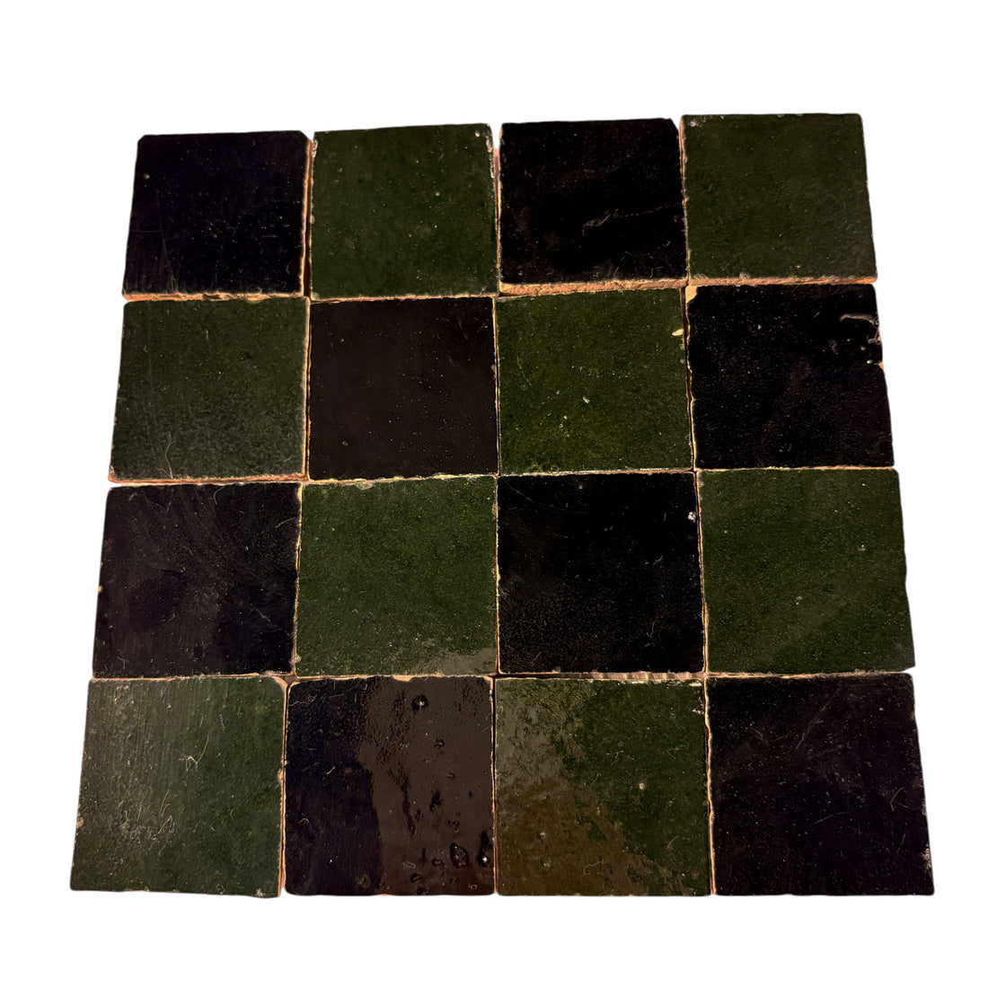 Checkered (Hunter + Noir) 2x2 Zellige Mosaic Tile