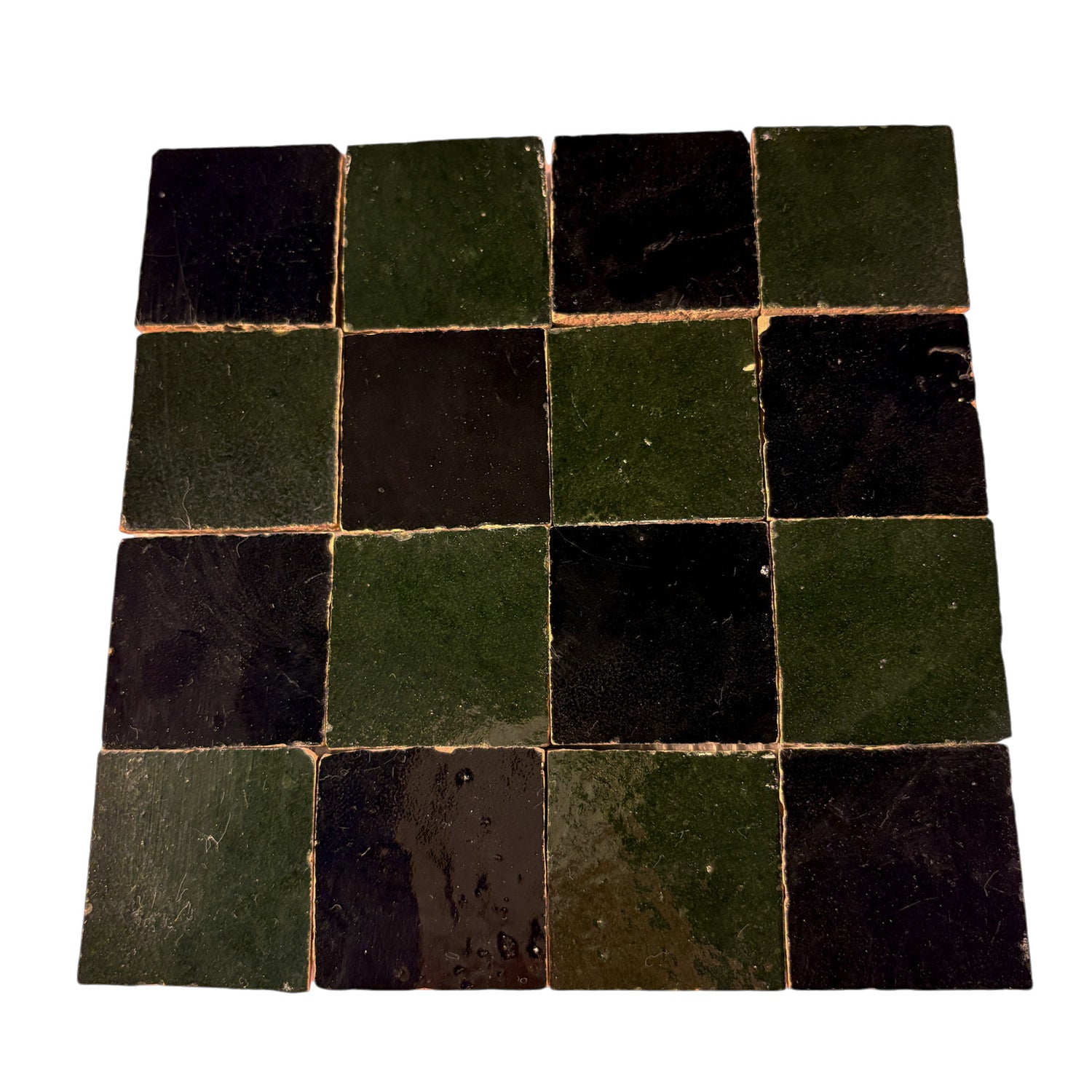 Checkered (Hunter + Noir) 2x2 Zellige Mosaic Tile