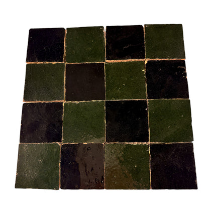 Checkered (Hunter + Noir) 2x2 Zellige Mosaic Tile