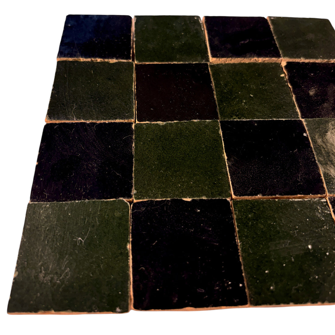 Checkered (Hunter + Noir) 2x2 Zellige Mosaic Tile