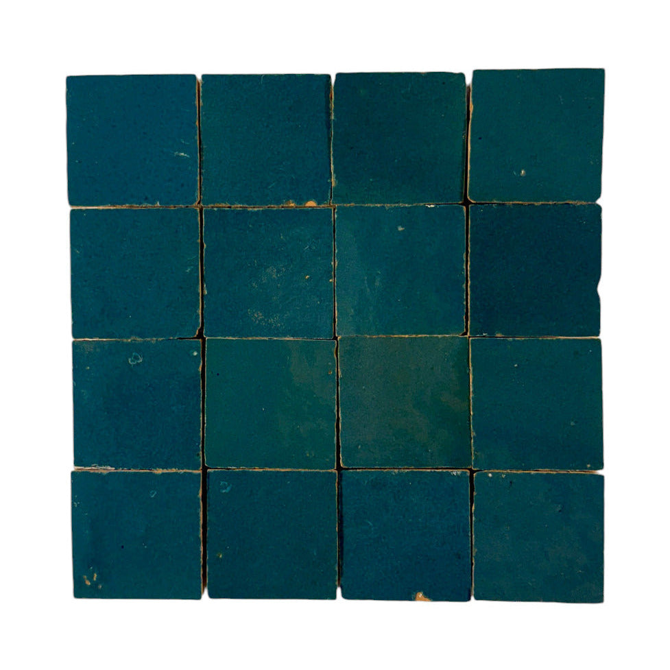 Teal 2x2 Zellige Mosaic Tile