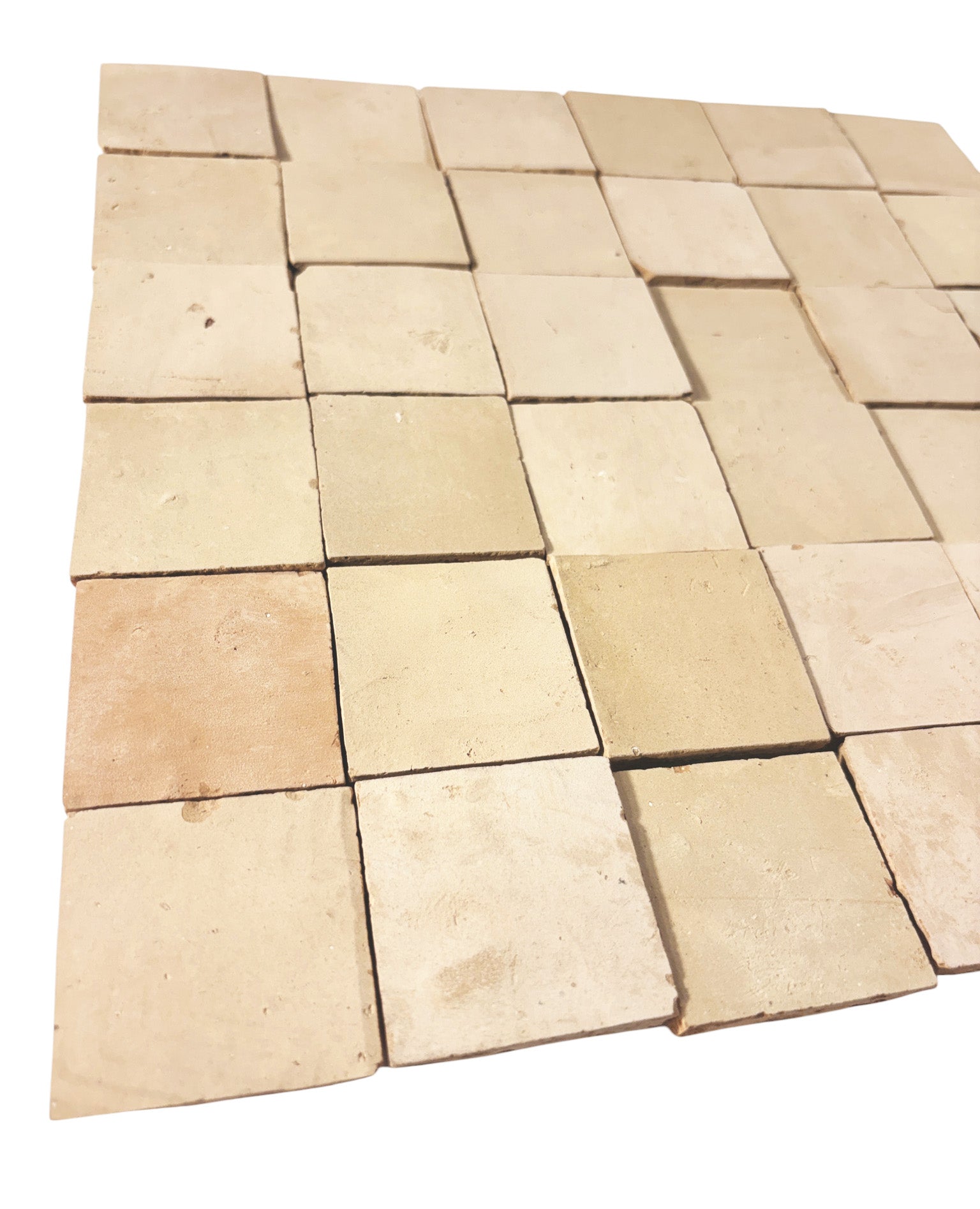 Natural Unglazed 2x2 Zellige Mosaic Tile