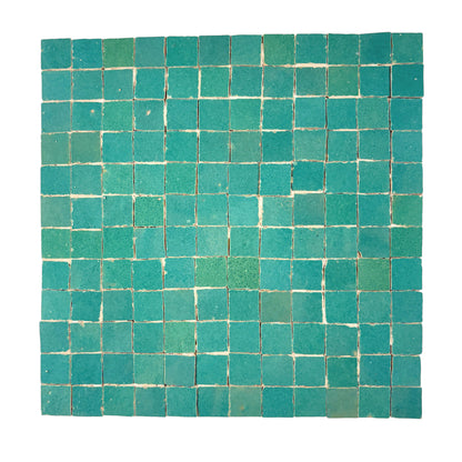 Aqua 1x1 Zellige Mosaic Tile