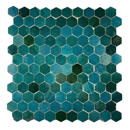 Teal Hex Mosaic Zellige Tile
