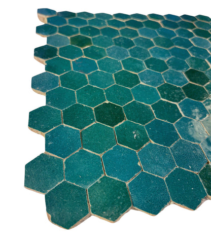 Teal Hex Mosaic Zellige Tile