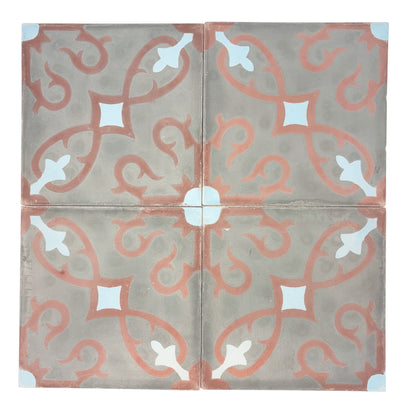 Trellis (Gris + Rouge + Chambray) Cement Tile