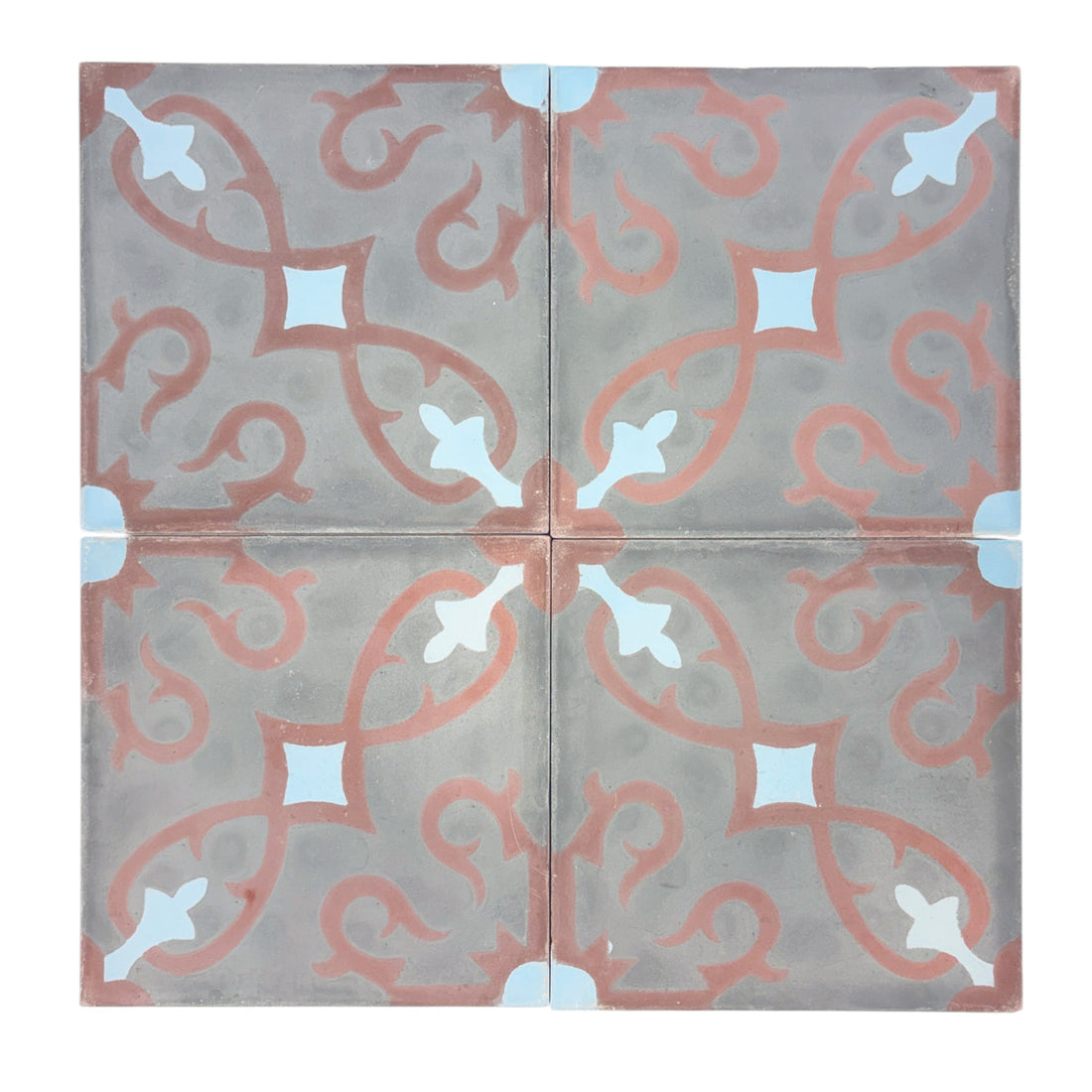 Trellis (Gris + Rouge + Chambray) Cement Tile