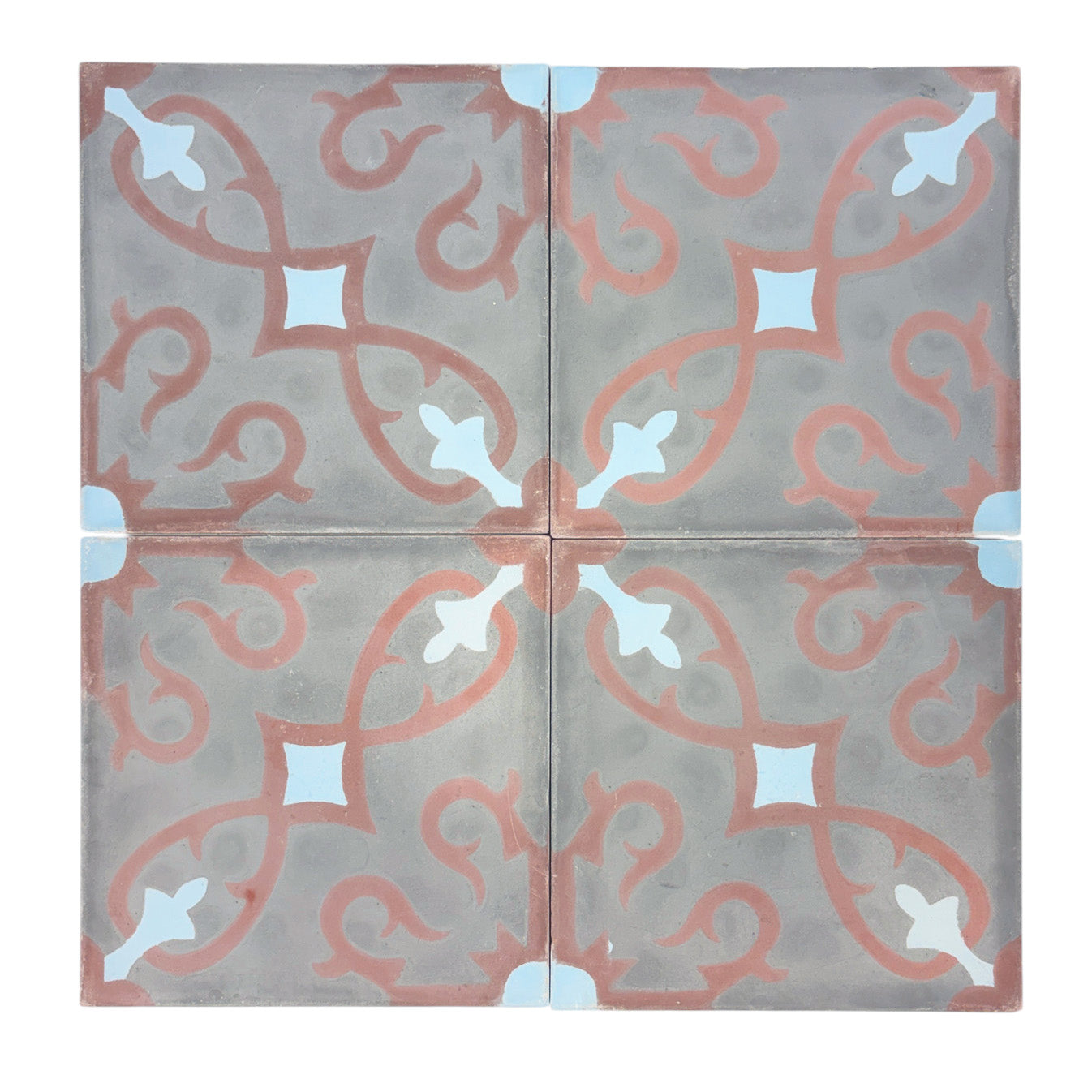 Trellis (Gris + Rouge + Chambray) Cement Tile