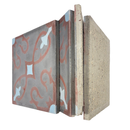Trellis (Gris + Rouge + Chambray) Cement Tile