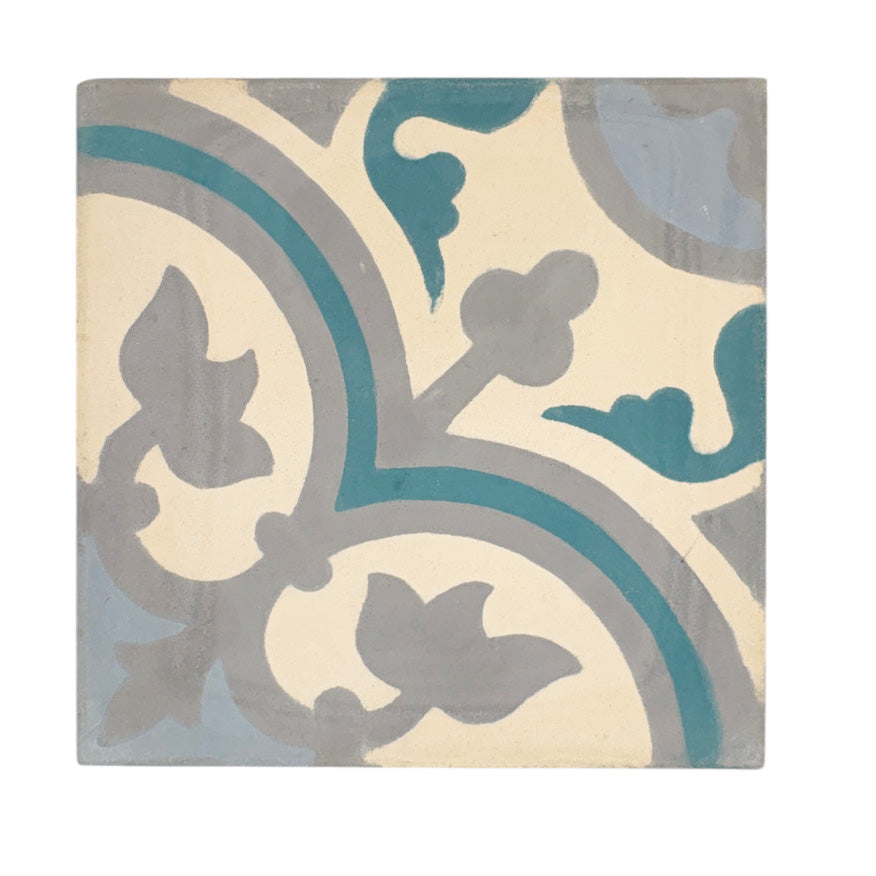 Cartouche (Blanca+Gris+Cerulean) Cement Tile
