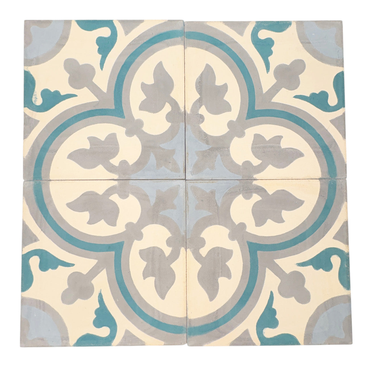 Cartouche (Blanca+Gris+Cerulean) Cement Tile