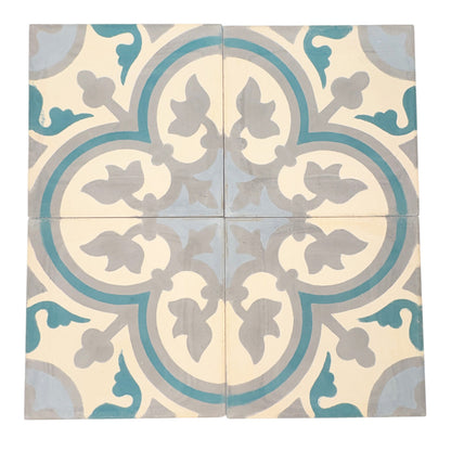 Cartouche (Blanca+Gris+Cerulean) Cement Tile