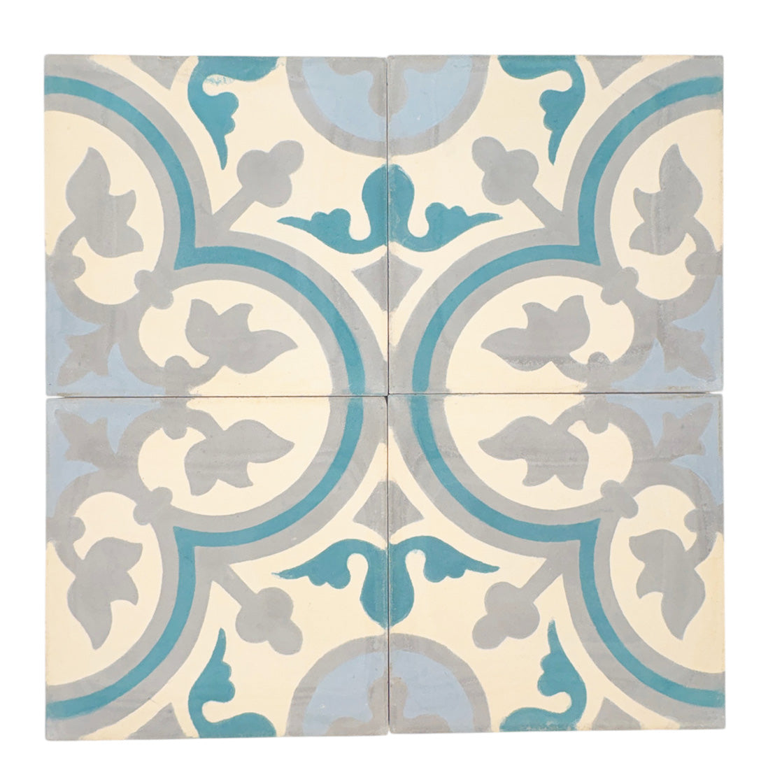 Cartouche (Blanca+Gris+Cerulean) Cement Tile
