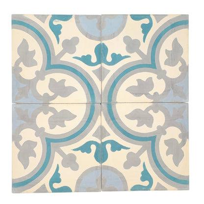 Cartouche (Blanca+Gris+Cerulean) Cement Tile