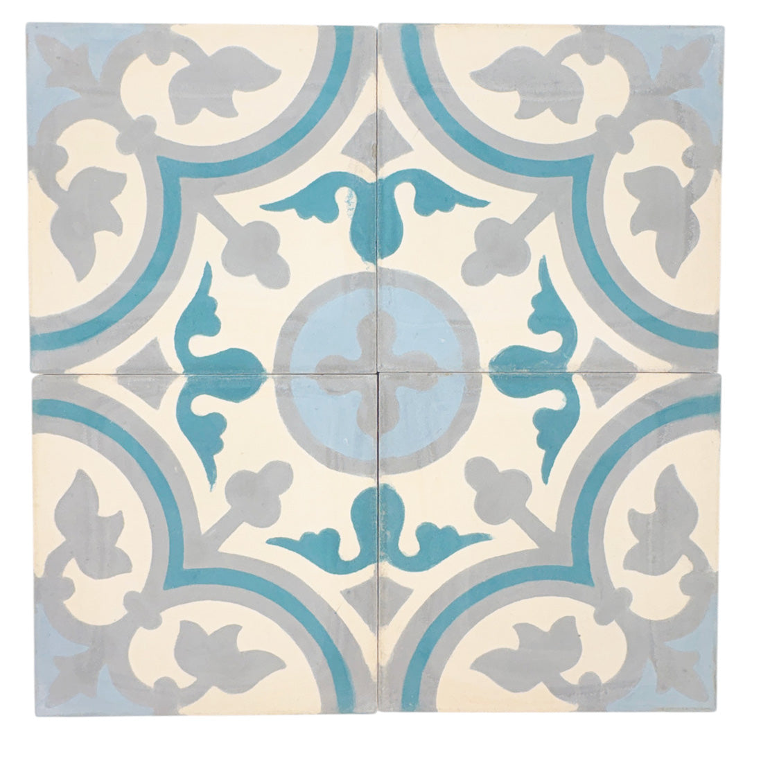 Cartouche (Blanca+Gris+Cerulean) Cement Tile