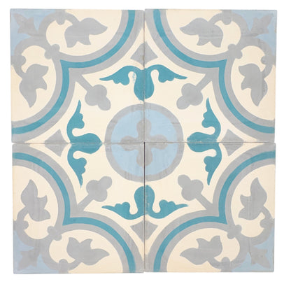Cartouche (Blanca+Gris+Cerulean) Cement Tile