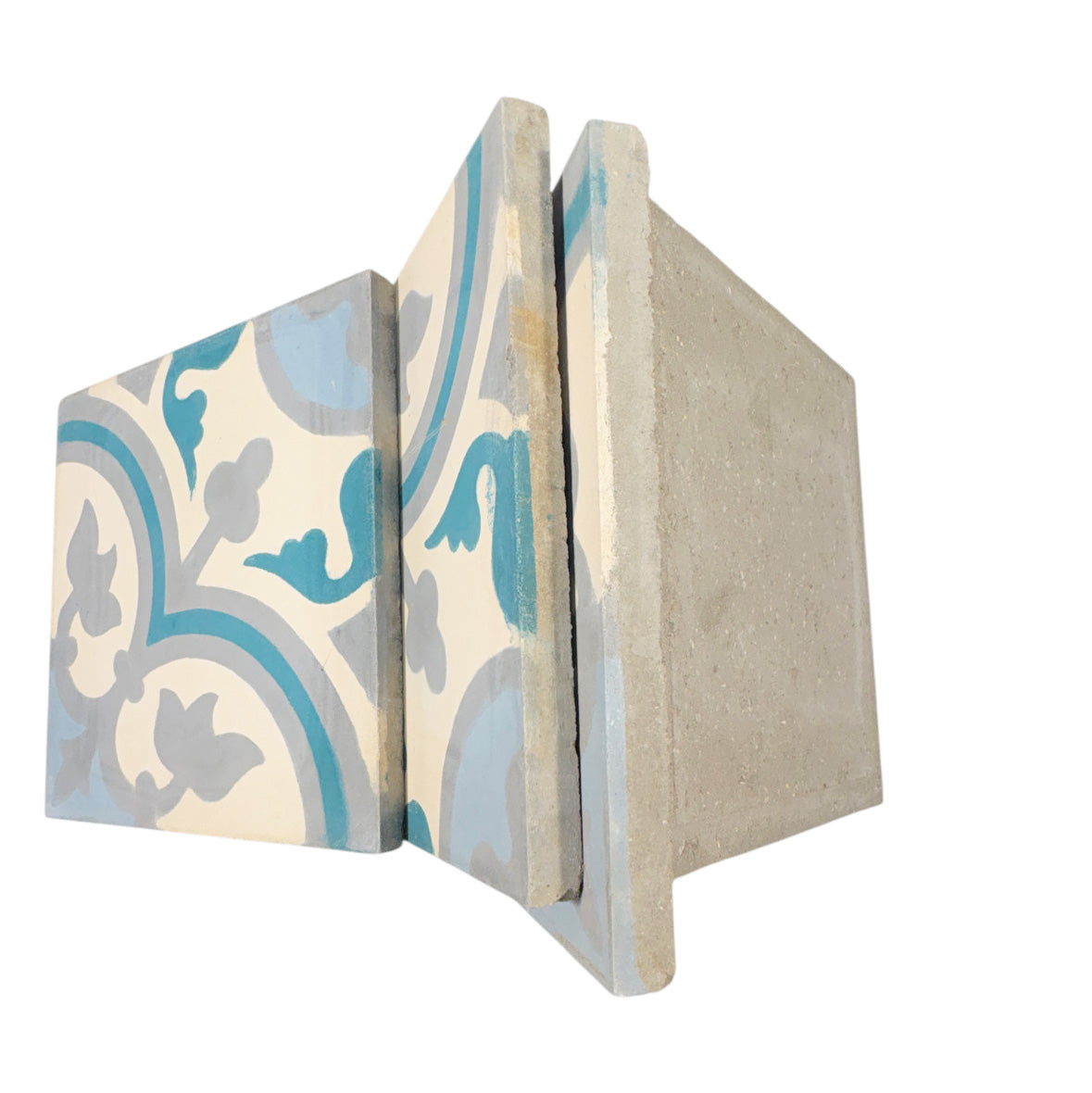 Cartouche (Blanca+Gris+Cerulean) Cement Tile