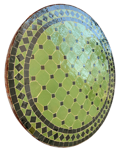 24" Limon &amp; Pine Zellige Mosaic Table Top