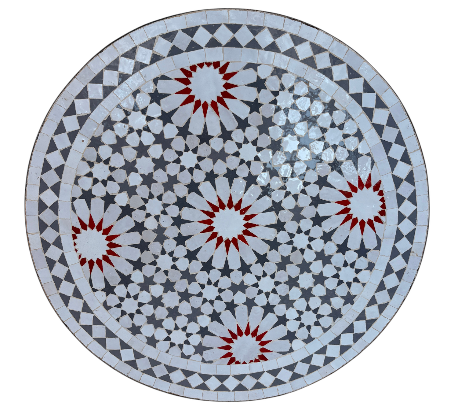 24" Multi Gris Zellige Mosaic Table Top