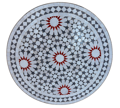 24" Multi Gris Zellige Mosaic Table Top