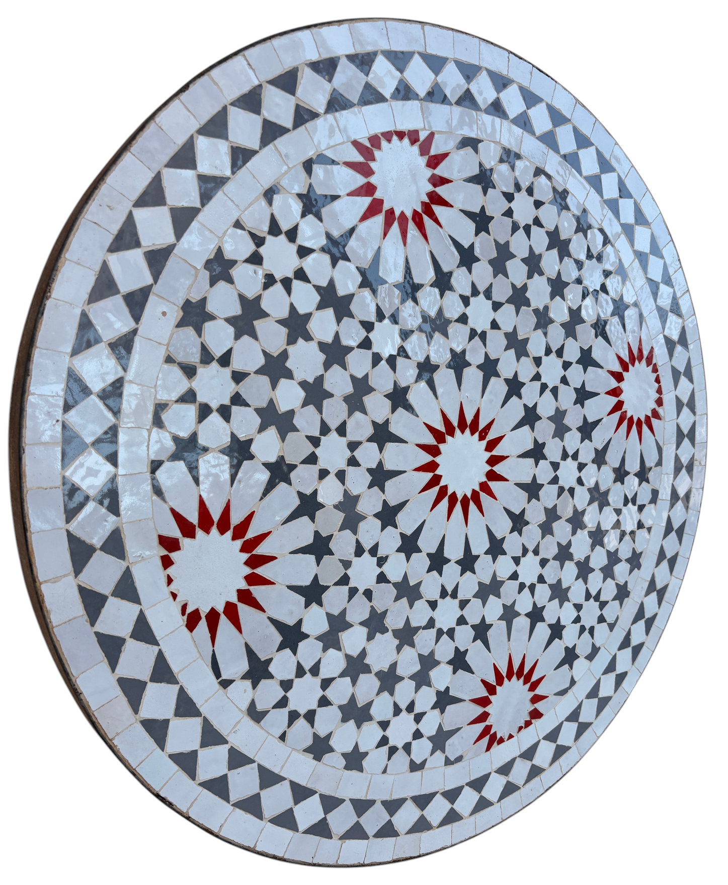 24" Multi Gris Zellige Mosaic Table Top