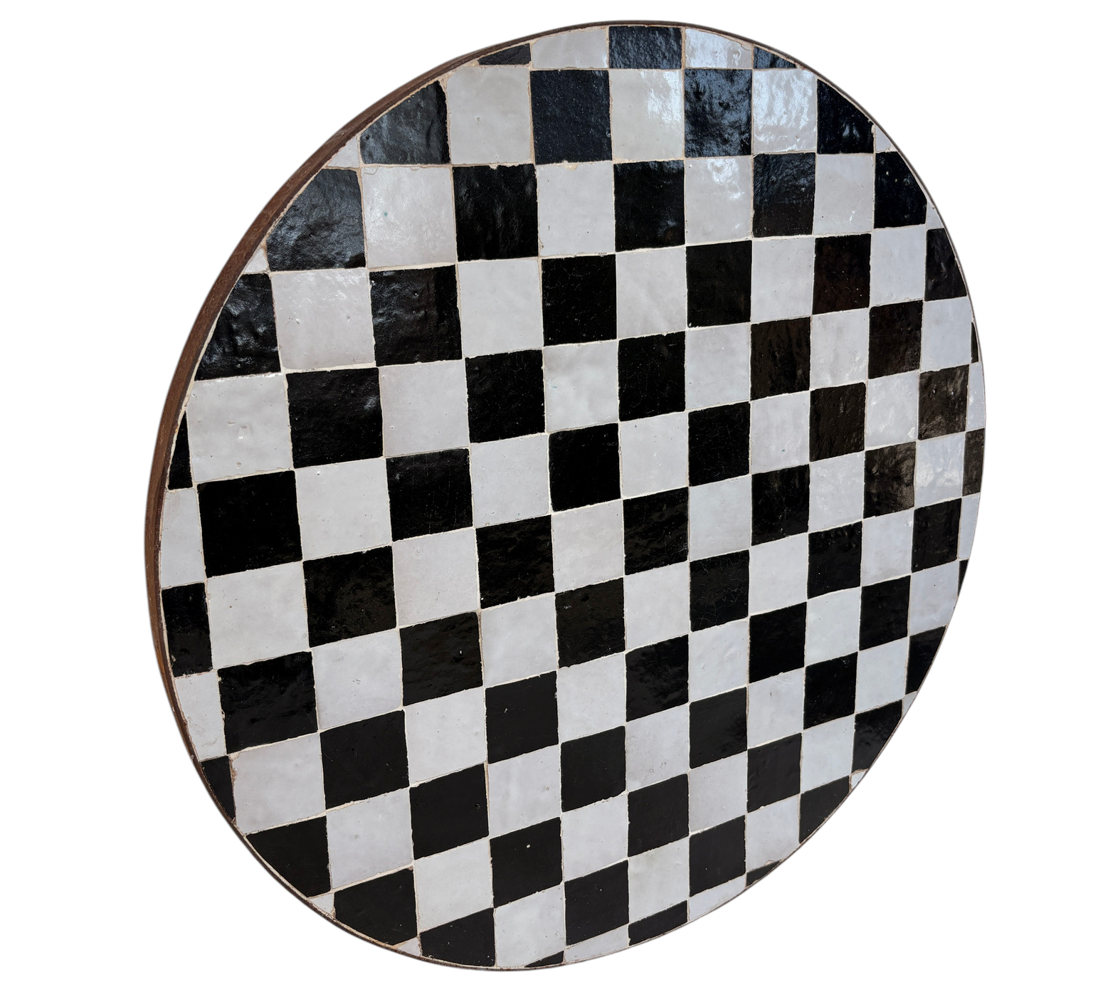 24" Noir &amp; Blanca Zellige Mosaic Table Top