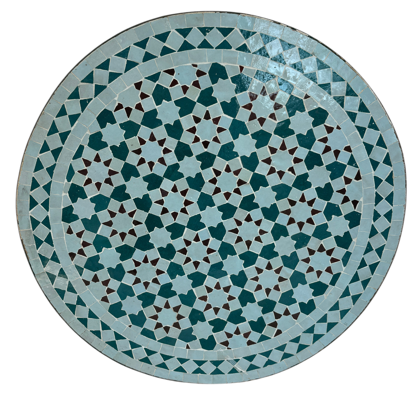 24" Multi Teal Zellige Mosaic Table Top