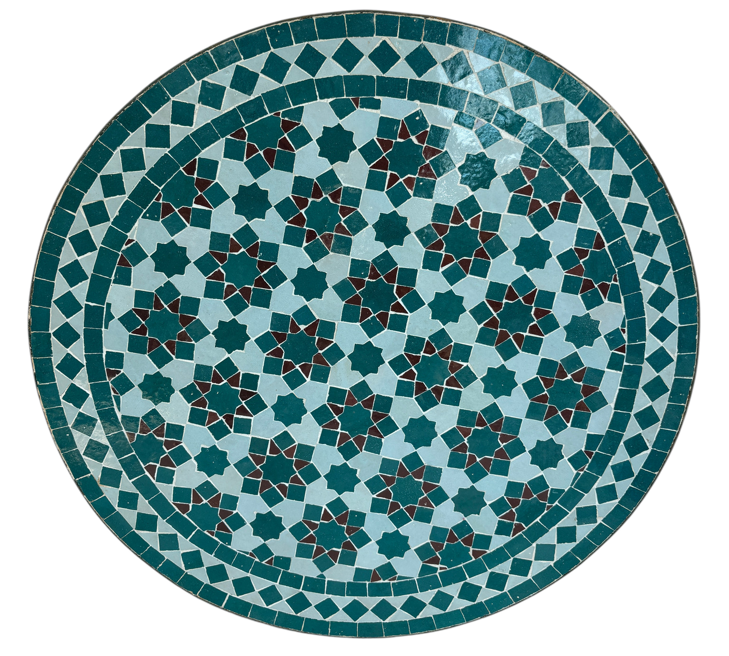 24" Multi Teal Zellige Mosaic Table Top