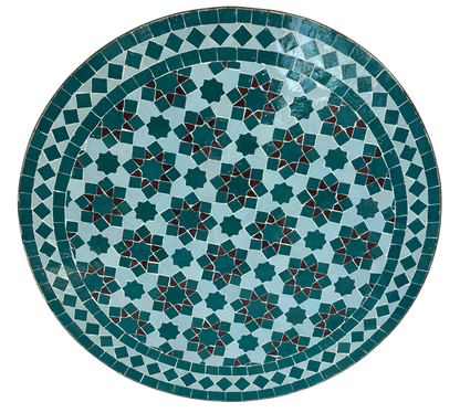 24" Multi Teal Zellige Mosaic Table Top