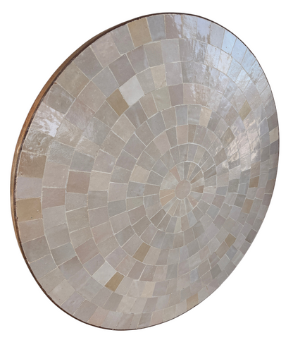 24" Light Beige Zellige Mosaic Table Top