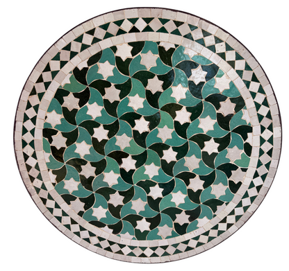 24" Multi Teal Zellige Mosaic Table Top