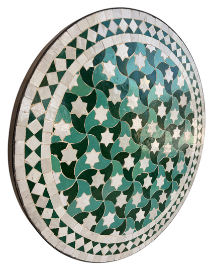 24" Multi Teal Zellige Mosaic Table Top