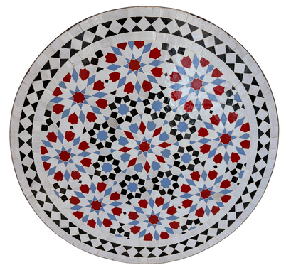 24" Multi Rouge Zellige Mosaic Table Top