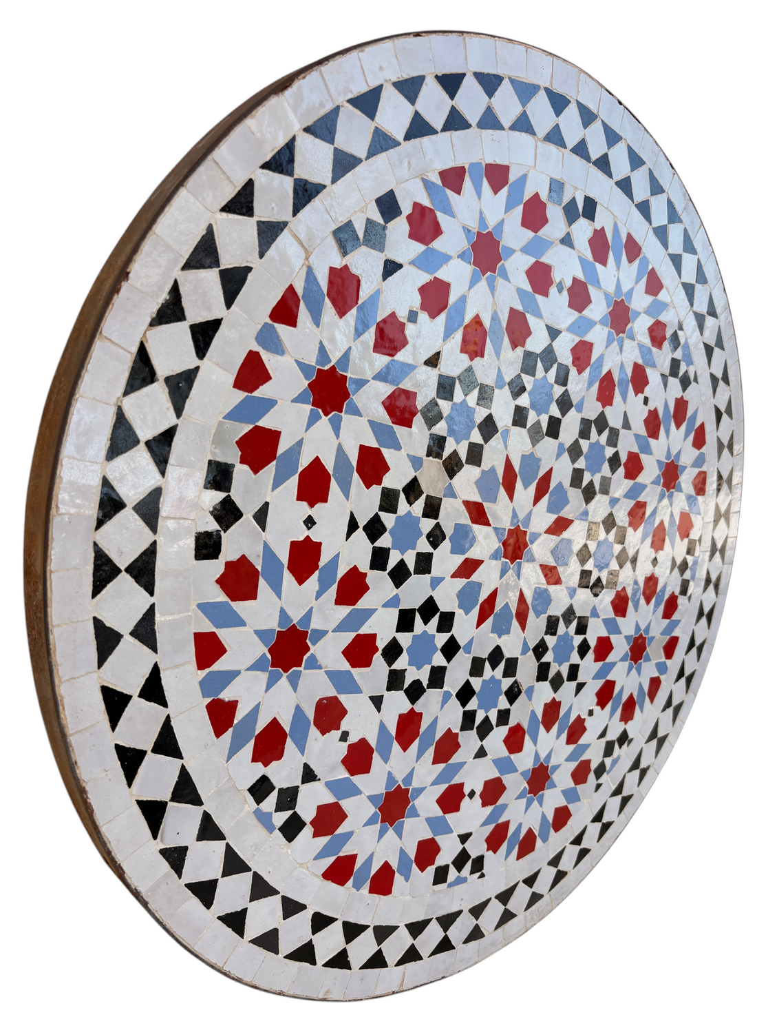 24" Multi Rouge Zellige Mosaic Table Top