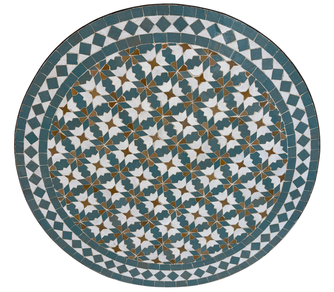 24" Multi Chambray Zellige Mosaic Table Top
