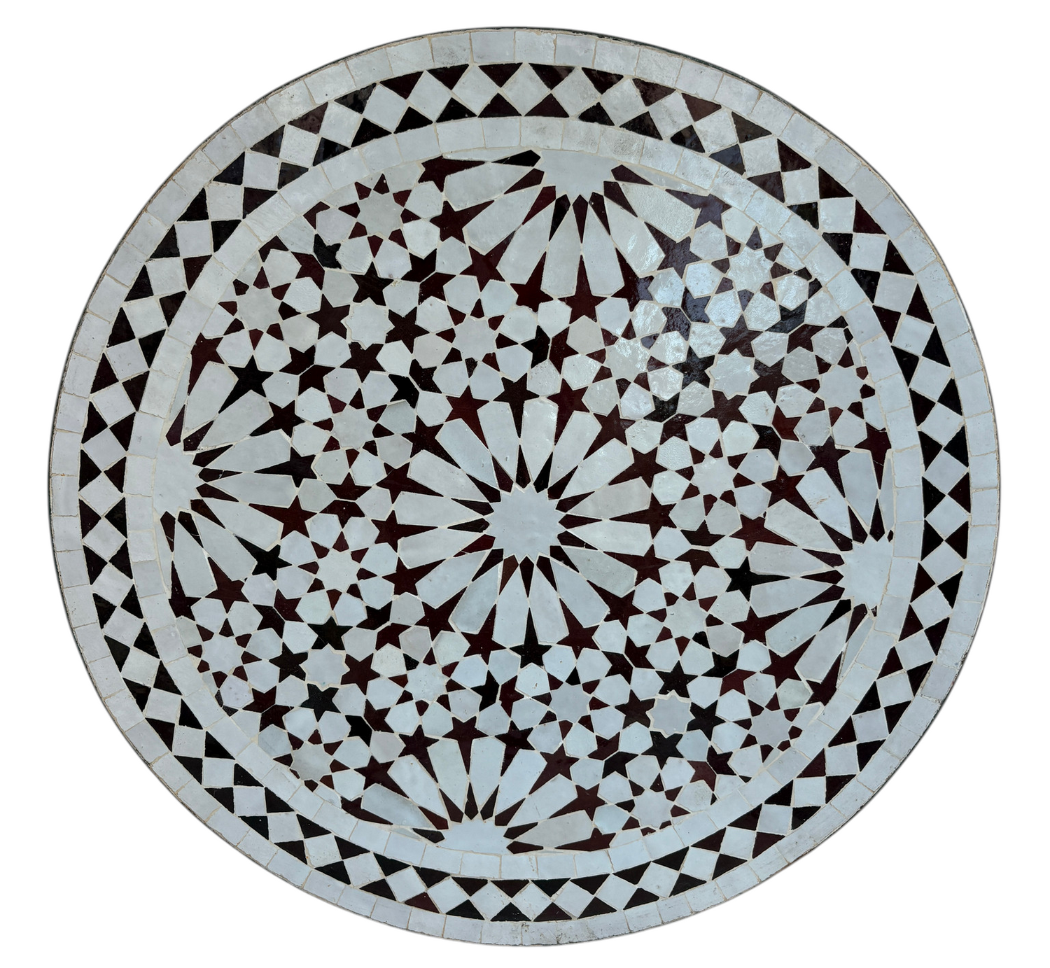 24" Multi Oxblood Zellige Mosaic Table Top