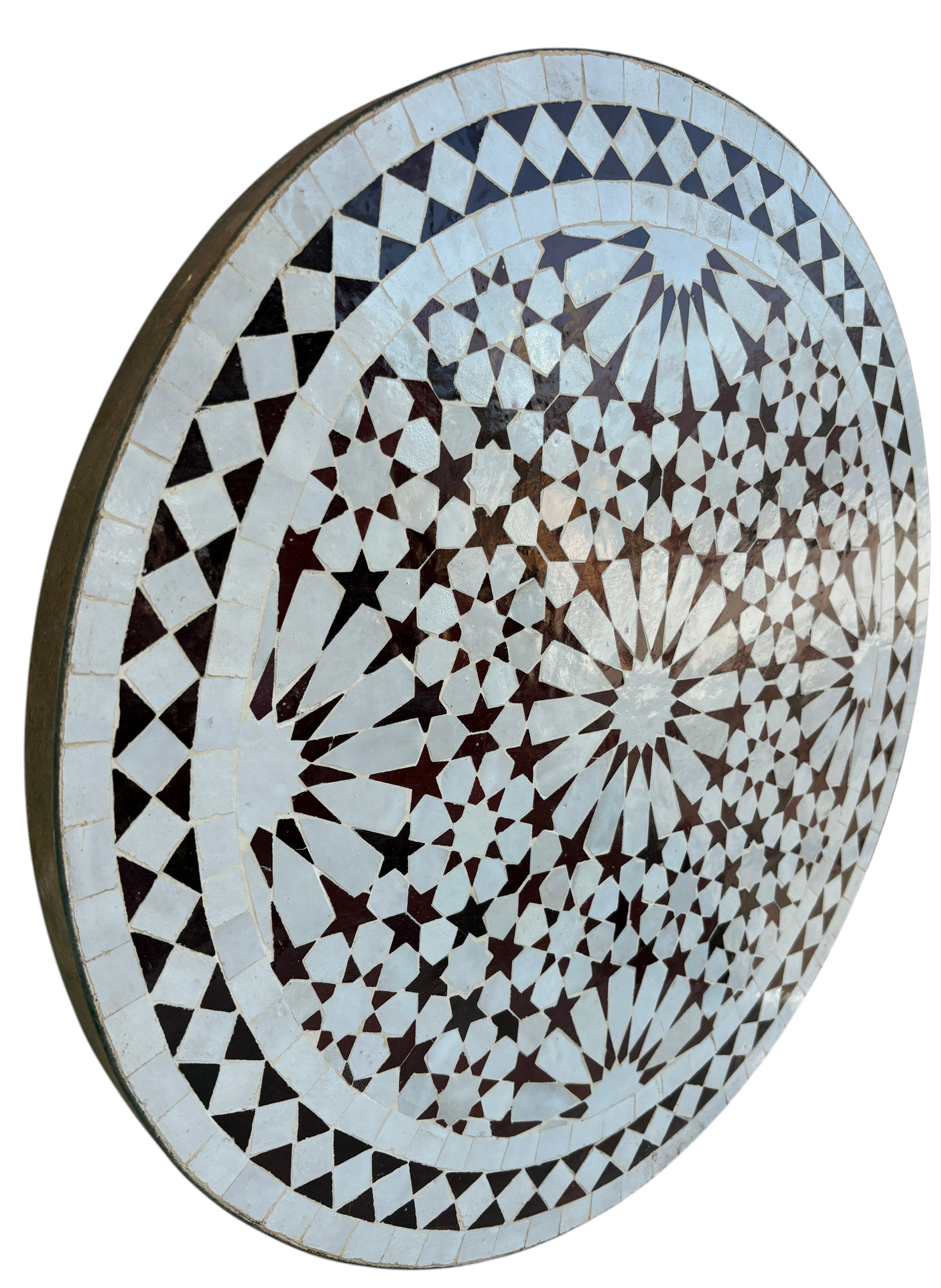 24" Multi Oxblood Zellige Mosaic Table Top