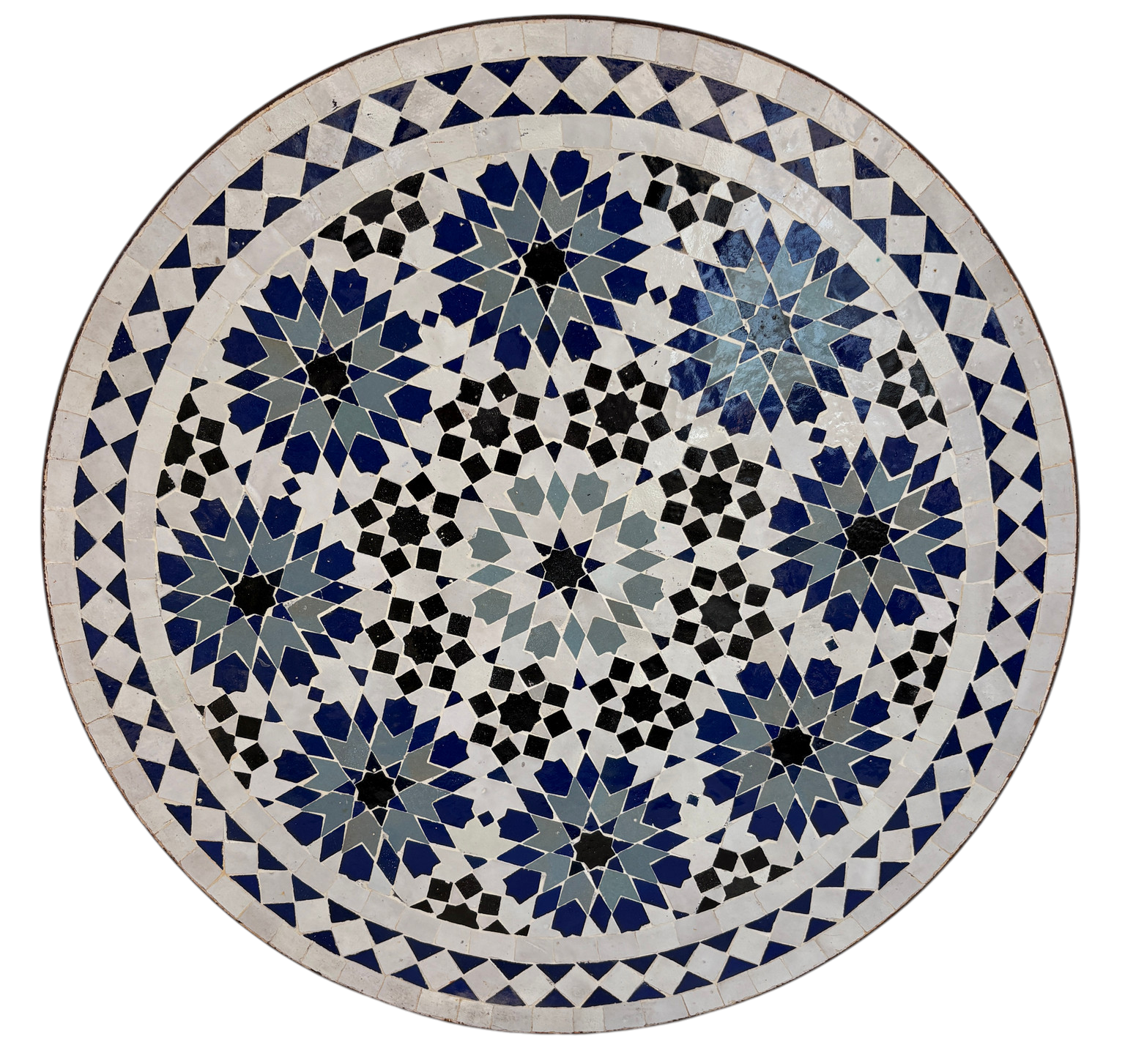 24" Multi Bleu Zellige Mosaic Table Top