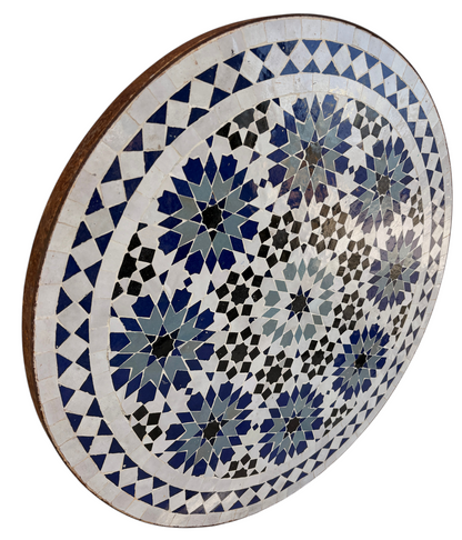24" Multi Bleu Zellige Mosaic Table Top