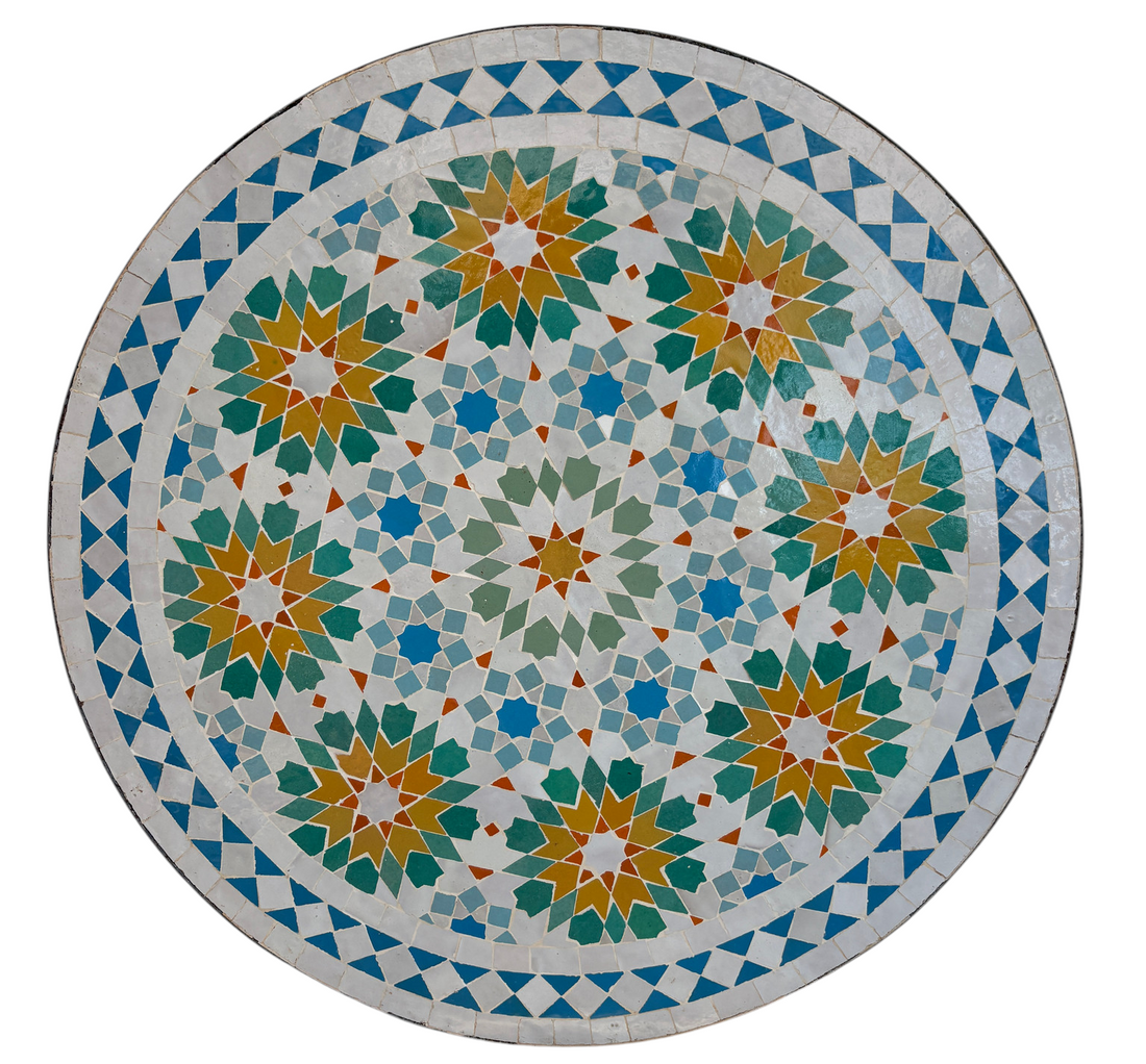 24" Multi Ochre Zellige Mosaic Table Top