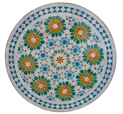 24" Multi Ochre Zellige Mosaic Table Top